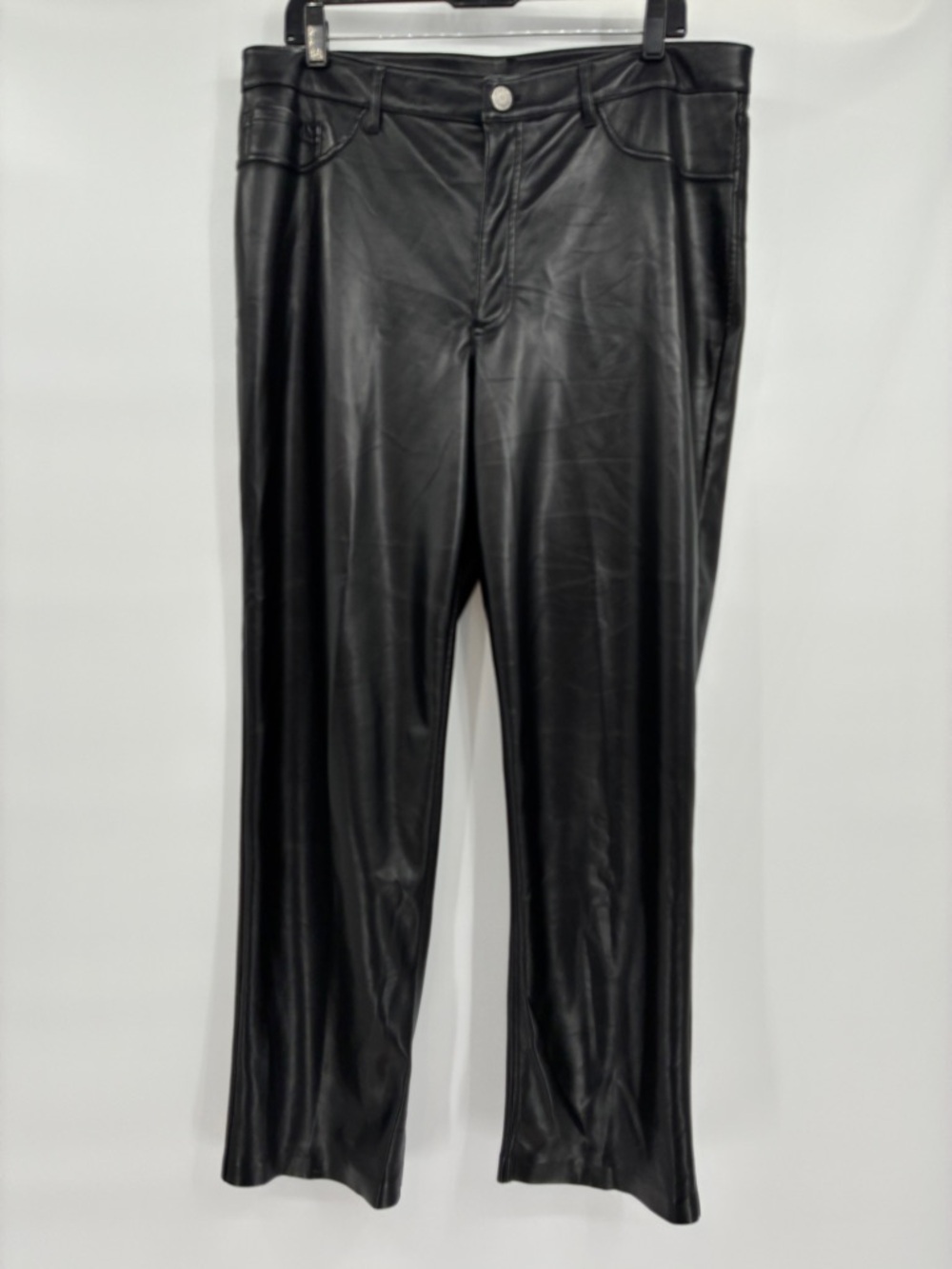 Joie Women’s Black Vegan Faux Leather Straight Leg Pants Trousers Size 14
